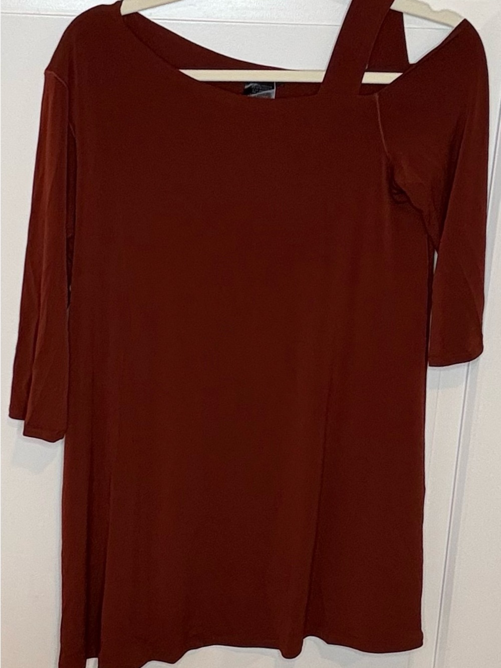 NWT Eva Varro One Shoulder Flared Tunic Cognac size M Made USA